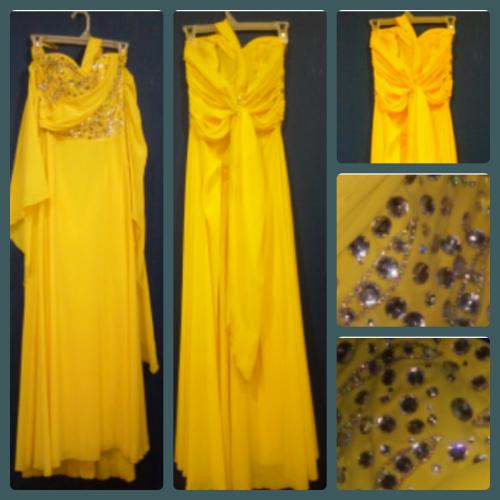 Vendo vestido de noche 10/10 color amarillo t - Imagen 1