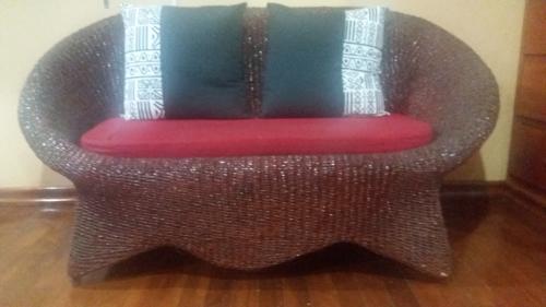 sofa y dos sillones de ratan color cafe inc - Imagen 2
